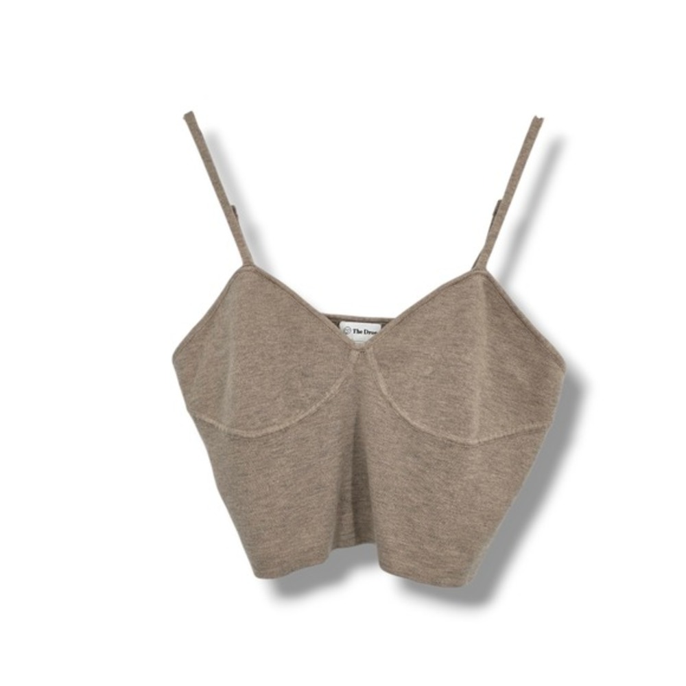 The Drop Womens XXL Taupe Knit Bralette V-Neck Adjustable Strap Crop Sweater Top